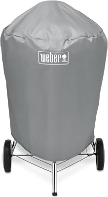 Weber Abdeckhaube/Grillabdeckung für 47 cm Holzkohlegrills, Leichtes und wasserabweisendes Material mit Befestigungsgurten, Grau, 58,5 x 72,5 x 91 cm