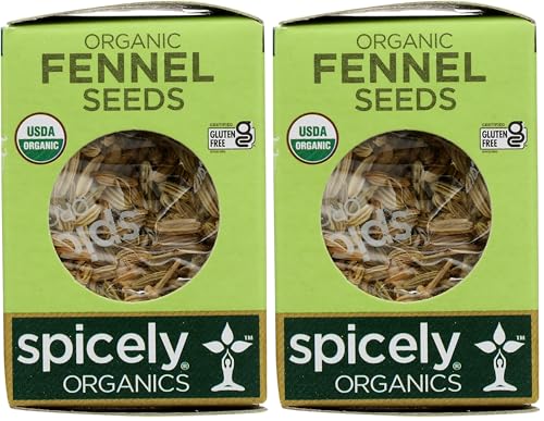 Spicely Organic Fennel Seeds 0.3 Oz Certified Gluten Free (Pack of 2)