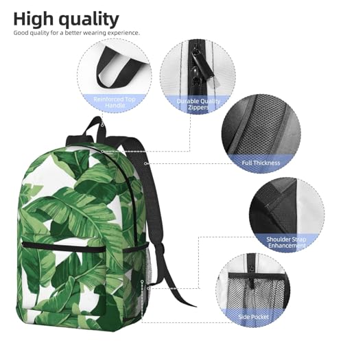 Sac à dos mode imprimé feuilles de palmier vert avec multiples rangements