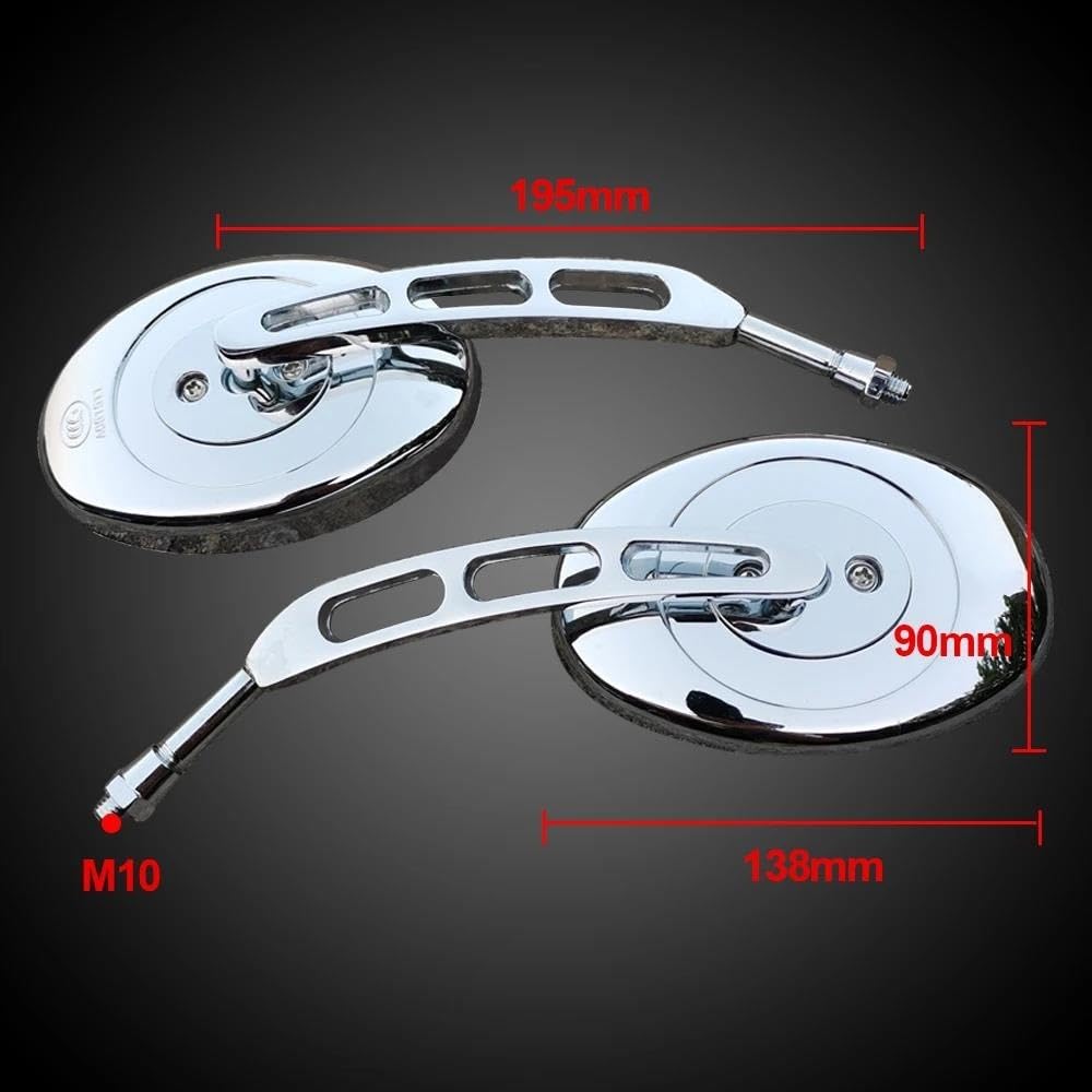 Specchietto Retrovisore Ovale Cromato Universale per Moto per Yamaha Xt 600 per Virago 125 per Virago 535 per Virago 1100