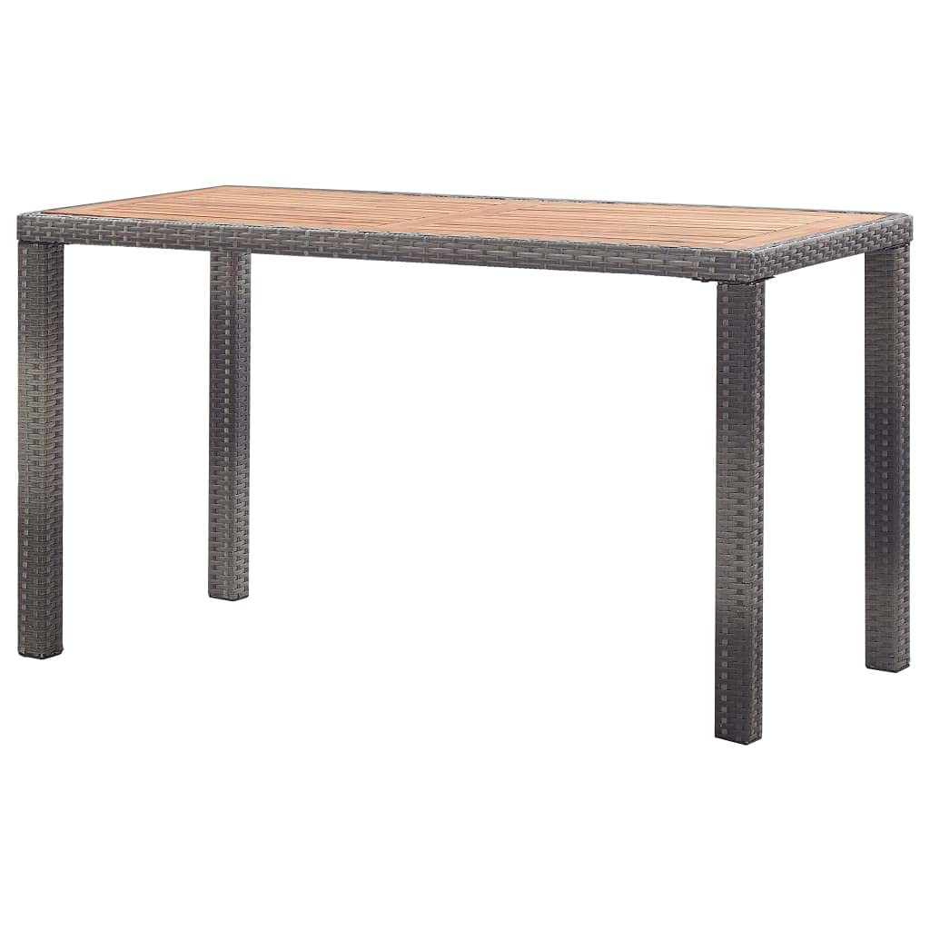 Stół ogrodowy z drewna akacjowego z malowaną proszkowo stalową ramą w kolorze antracytowym i brązowym, 123 x 60 x 74 cm, odporny na warunki atmosferyczne, stół tarasowy, do ogrodu, na