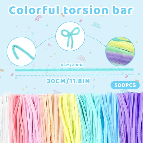 Pfeifenreiniger Set, SilverChry 500 Pieces Pipe Cleaners for Crafts, 7/20 Farben Blumenstrauß Pfeifenreiniger Blumen, Pfeiffendraht für Kreative Diy-Projekte und Basteldeko für Kinder (Macaron-Farbe)