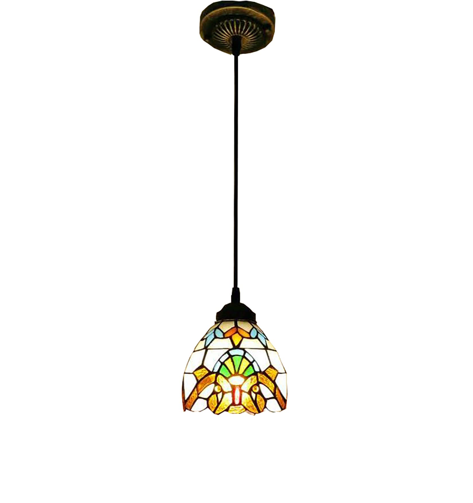 Wdcdyqdh Light Pendant Lamp Stained Glass Lampshade 6 Inch Baroque Chandelier For Kitchen Island Bedroom Corridor
