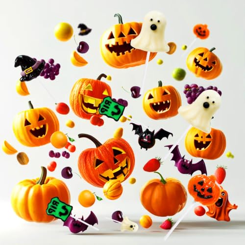 Halloween Lollipops 24 Pack, Hard Candy, Assorted Fruit Flavored Suckers | Ghost, Tombstone, Witch Hat & Pumpkin Themed Lollipops, Individually Wrapped for Halloween Goody Bag Fillers, Trick or Treat - image 2