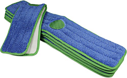 Image of CleanAide Twist Yarn Microfiber Mop Pads with Built-in Scrubber for Spot Cleaning, Reusable Flat Mop Heads for Wet or Dry Use, Safe on Most Floors, Machine Washable, 24 Inch, 6-Pack, Green