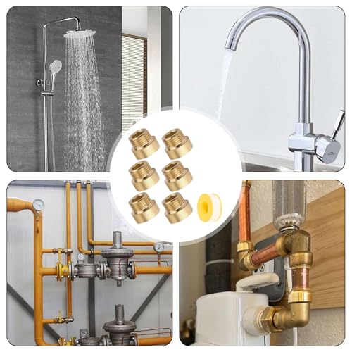 6 Stück Messing Hahnverlängerung 1/2 Zoll x 10 mm, 1/2\ IG x 1/2\ AG, 1/2 Zoll Gewindeverlängerung, 10MM Messing Verlängerung Fitting, Gewindefitting Hahnverlängerung für Wasserhähne Eckventile