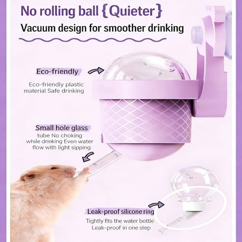 Fpbiagoq Distributeur d'eau à suspendre pour rongeurs - Anti-fuite - Pour hamsters et petits animaux de compagnie - Mangeoires d'eau sur le thème des glaces et des crèmes - Pour petits animaux – vue 2