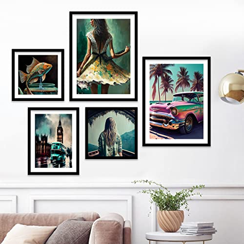 Image of kotart Paintings Modern Art Framed Wall Painting for Bedroom Living Room - Framed Wall Posters /Paintings with Frame - Painting for Wall Decoration - Gallery Wall Art Decor, Framed - Set of 5