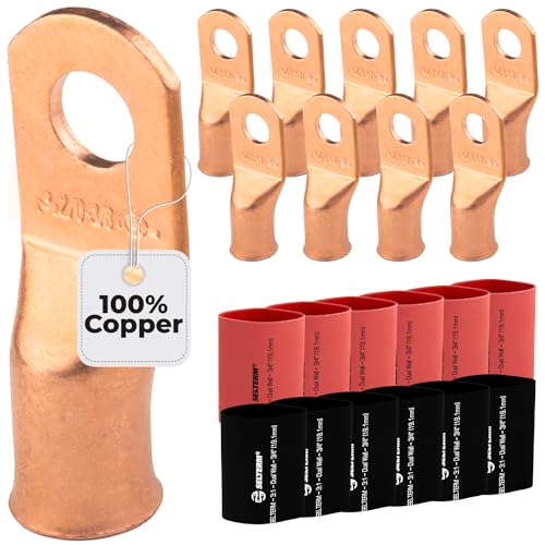 Cosses de batterie 2/0 Awg 3/8" SELTERM avec gaine thermorétractable adhésive 3:1