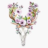 EB Store Deer Skull Watercolor Flowers Antlers Vinyl Waterproof Sticker Decal Car Laptop Wall Window Bumper Sticker 5inch (EBSTORE-STICKERS-935)
