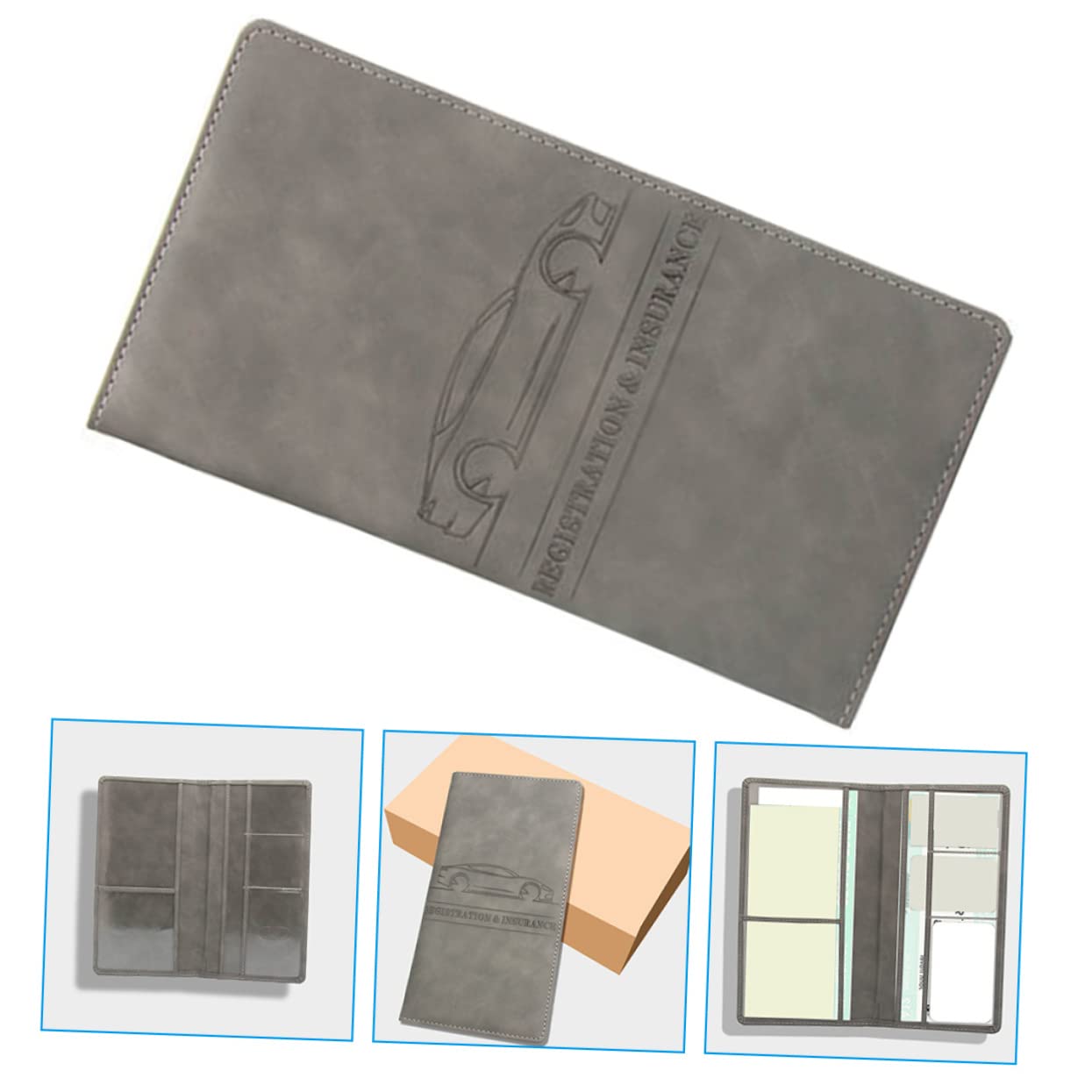 Healeved 3 Pièces Documents Automobile PU Étui pour Immatriculation et Assurance Organisateur de Cartes et Élégant Pochette Multifonctionnelle pour Cartes de Crédit pour Conducteurs