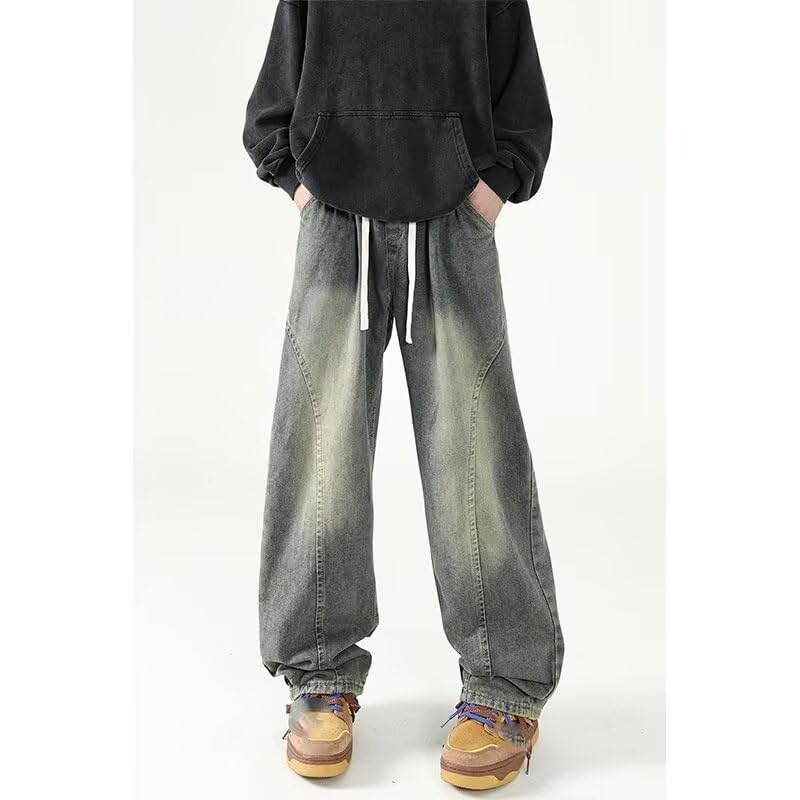 Men's American Retro Denim Summer Thin Straight-Leg Loose Wide-Leg Casual Long Pants4