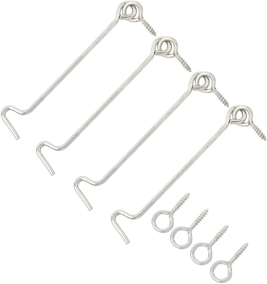 uxcell Galvanized Steel 3.9 Inch Door Window Cupboard Shed Gate Latch Lock Catch Eye Cabin Hook 4pcs