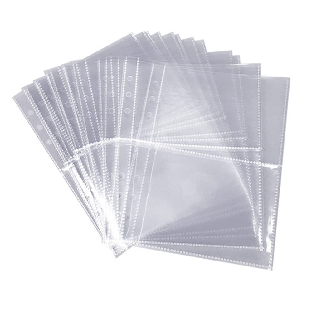 10 Sheet A5 Binder Sleeves A5 6-Holes Binder Pockets Photo Album Binder Refill Inner for Card Storage Stationery Photo Small Items Organizer