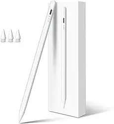 Caneta stylus para iPad 10ª geração, carga rápida em 13 minutos, com rejeição de palma, sensível a inclinação, compatível com iPad 6/7/8/9/10/11, Pro 11”/12,9”/ M4, Air 3/4/5/M2/M3, Mini 5/6