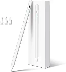 Caneta stylus para iPad 10ª geração, carga rápida em 13 minutos, com rejeição de palma, sensível a inclinação, compatível com iPad 6/7/8/9/10/11, Pro 11'/12,9'/ M4, Air 3/4/5/M2/M3, Mini 5/6