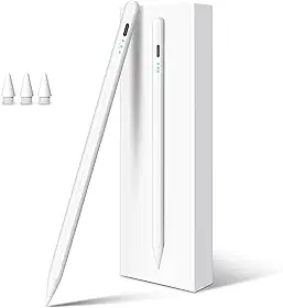 Caneta stylus para iPad 10ª geração, carga rápida em 13 minutos, com rejeição de palma, sensível a inclinação, compatível com iPad 6/7/8/9/10/11, Pro 11”/12,9”/ M4, Air 3/4/5/M2/M3, Mini 5/6