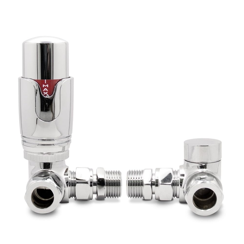 Corner Chrome Thermostatic Radiator Towel Rail Valves