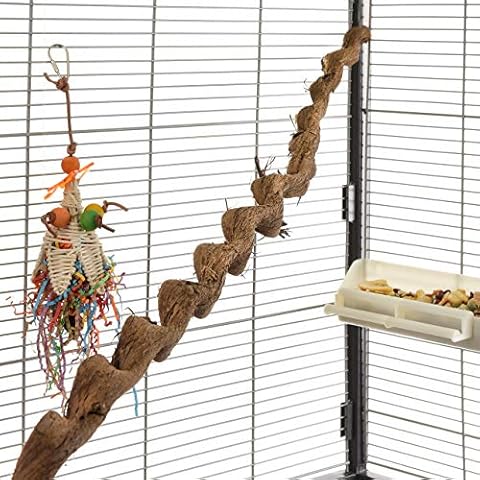 HappyBird ® | Natur Sitzstange für Papageien Spiral Liane 90-100cm / 2-3 cm Cover