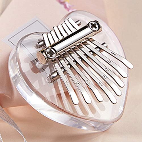 Chef Vinny Mini Kalimba, 8 Keys Thumb Piano Marimbas Finger Piano, African Instrument Gift for Kids Adult, Wood Klimba, Crystal Kalimba(Acrylic Heart)