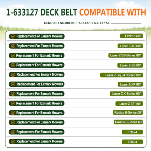 Image of 1-633127 Deck Belt 5 /8 inchx146 inch for Exmark 633127 Aramid Cord | Replacement for Exmark Lazer Z 60 Inch SL, XS, XP, DS, AS, X, E, S Series Mowers