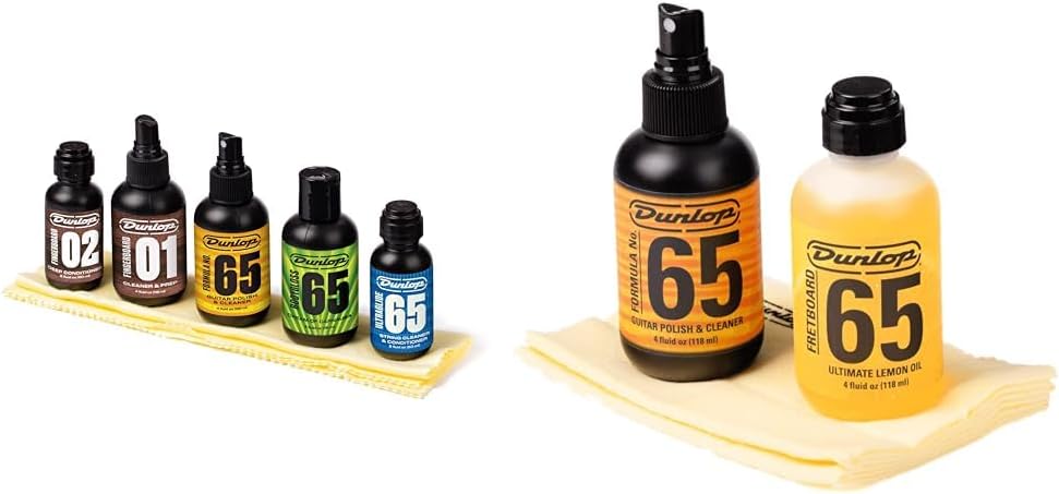 JIM DUNLOP Guitar Care Bundle with System 65 Maintenance Kit and Body & Fingerboard Cleaning Kit (6503)