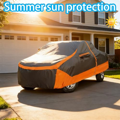 Image of Truck Cover Waterproof All Weather, Full Outdoor Pickup Rain UV Protection and durable, Fit for Toyota Tacoma, Ford Ranger, Chevrolet Colorado, N-issan Frontier ect(Fit Truck M-Length 210 to 224 inch)