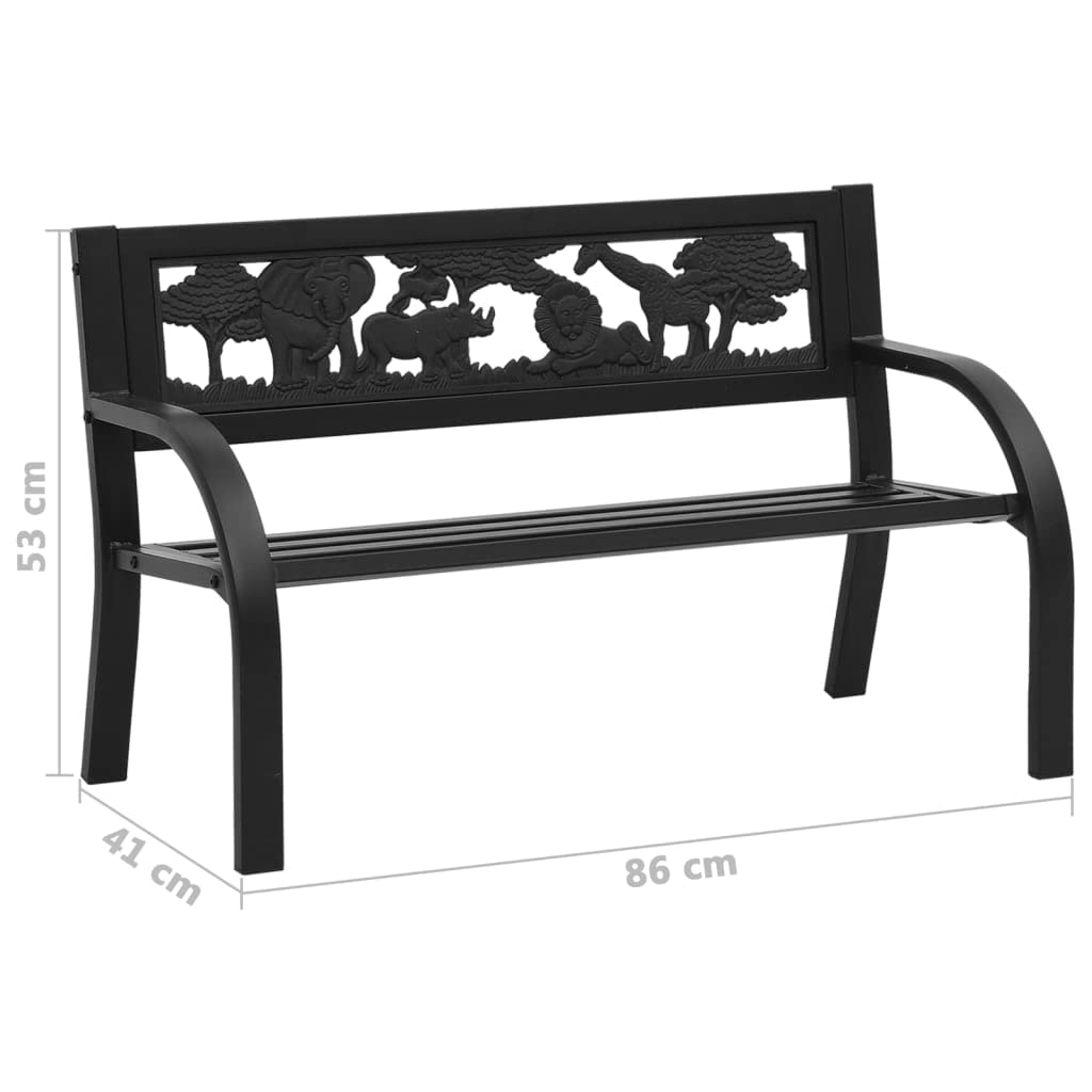 vidaXL Banc de Jardin pour Enfants Meuble d'Extérieur Banc de Patio Meuble de Jardin Banc de Terrasse Banc d'Arrière-Cour Meuble de Patio 86 cm Acier