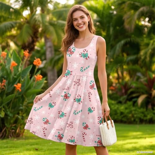 Image of Renewold Women's Sleeveless Tank Dress with Pockets, Casual Scoop Neck A-Line Sundress for Summer, Travel and Vacation