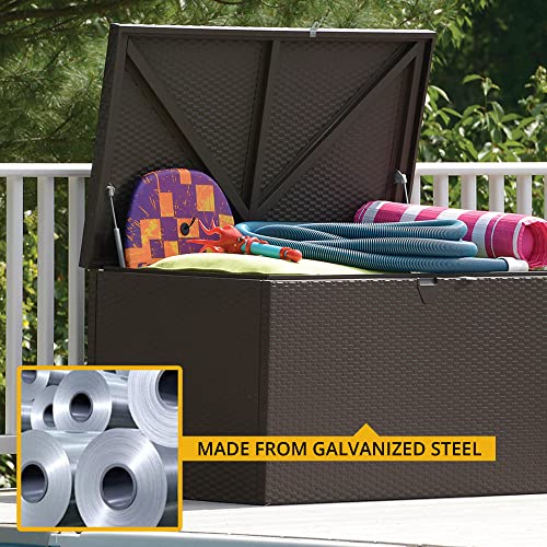 Image of Arrow 4' x 2' x 2' Spacemaker Espresso 134 Gallon Hot-Dipped Galvanized Steel Storage Deck Box