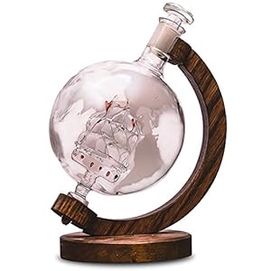 Whiskey Decanter with Ship Inside – Etched Globe Decanter for Alcohol, Bourbon, Scotch etc – Alcohol Gift for Groomsmen…