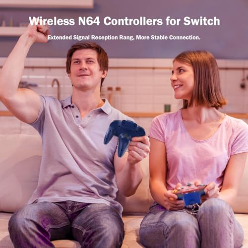 Image of KIWITATA Wireless N64 USB Controller for Switch Games, 2.4ghz Rechargeable Remote Wireless Joystick Game Controller for Switch /Switch 2, MAC, Windows PC & Raspberry Pi Clear Red