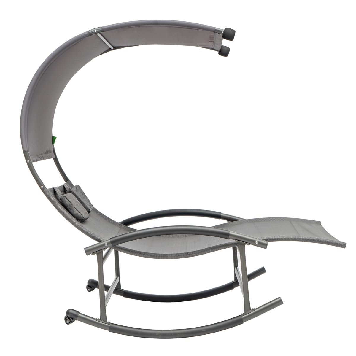 Hortan Lettino 2 Posti Prendisole Acciaio Dondolo Ergonomico Textilene Tetto Parasole Giardino Terrazzo Piscina