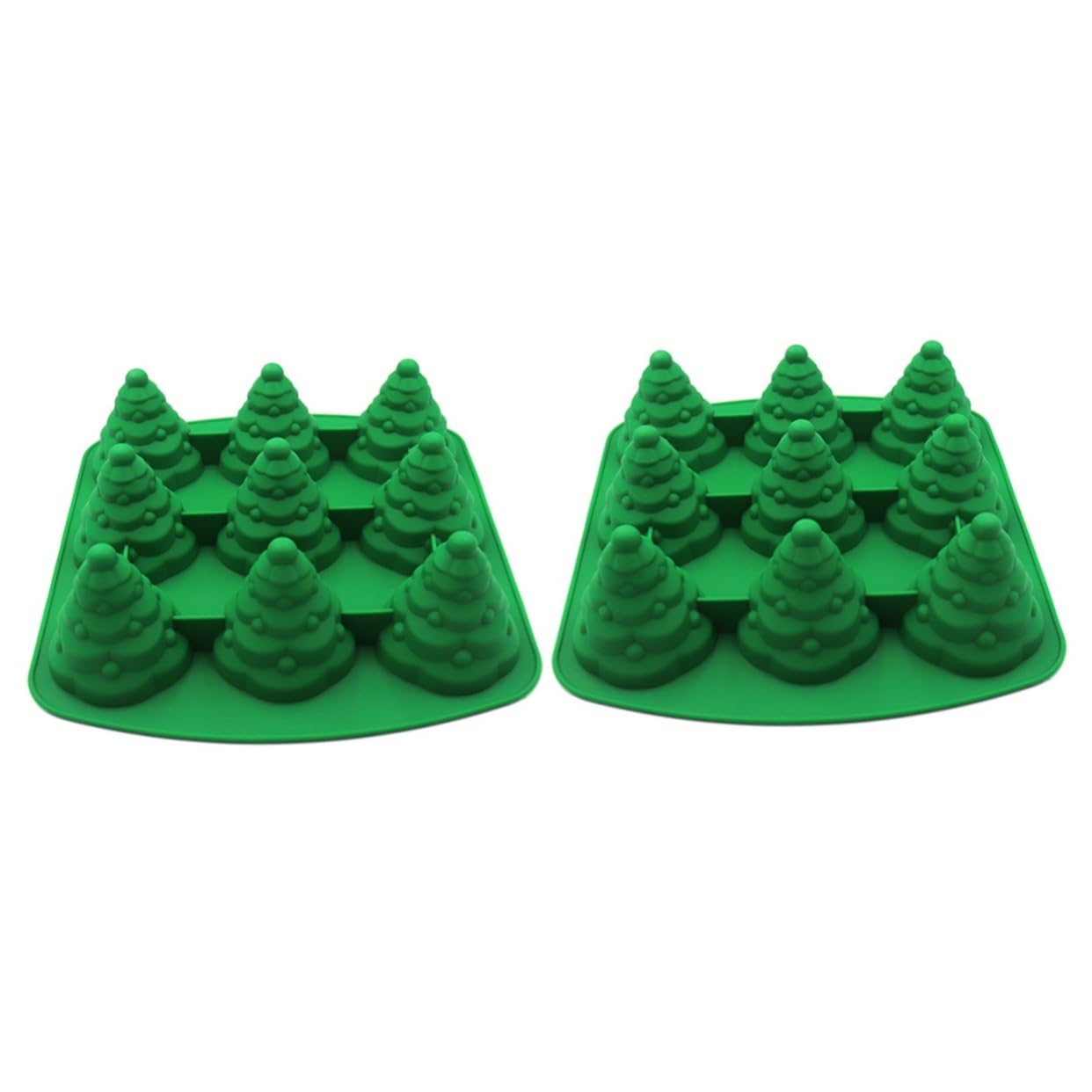Cabilock 2 Pièces Moule Pâtisserie Silicone Cavités Sapin de Noël Vert Antiadhésif et Inodore Four et Micro Ondes Accessoire Diy pour Biscuits et Gâteaux Festifs