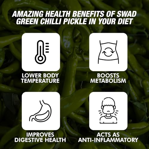 Image of SWAD Green Chilli Pickle 1 Kg | Traditional Hari Mirch Achaar | Crafted with Authentic Indian Spices | Homemade Style Spicy Pickle | Perfect with Paratha, Khichdi, Dal & Rice