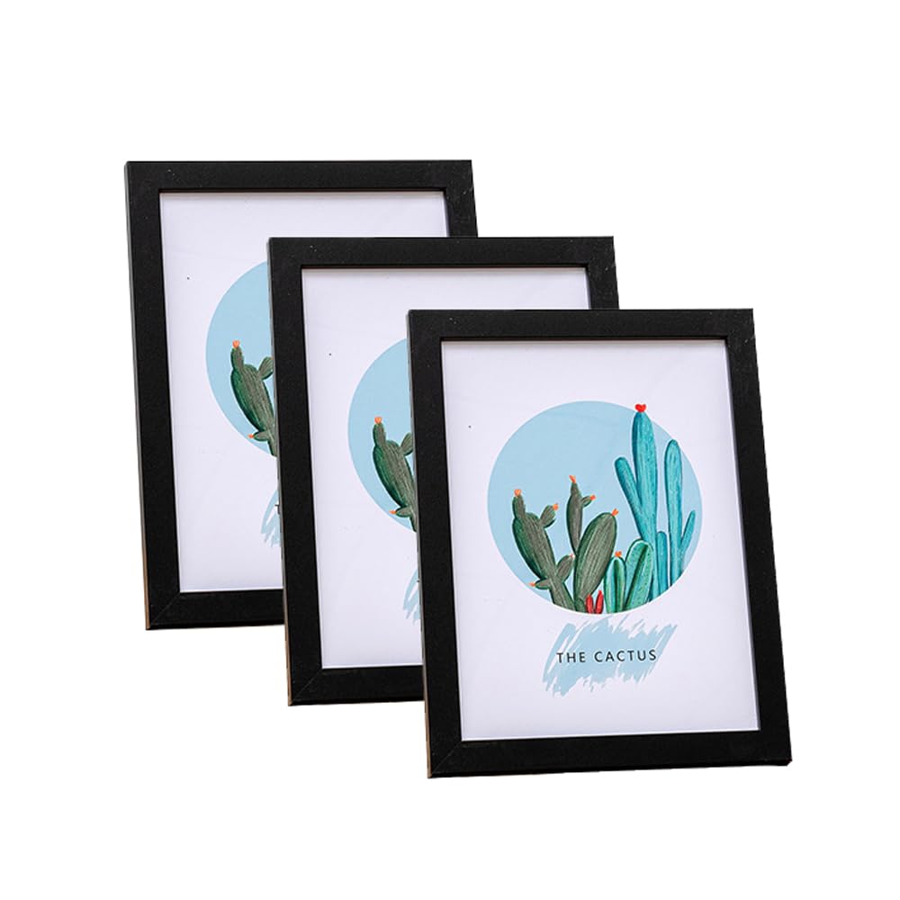 3 PCS A4 Photo Frame With Mount, Wall Gallery Photo Frames, Picture Frame Set For Wall Tabletop Frames Home Decor (Black)