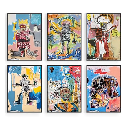 6 Pcs Street Graffiti Wall Art Modern Abstract Poster Prints Wall Decor Artist colorful Print Canvas Painting Artwork for Living Room Bedroom Bathroom Office Home Decorations 8x10in Unframed