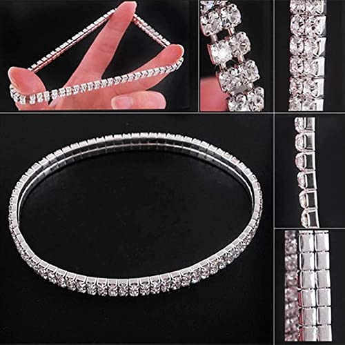 Image of Fesciory Heart Rhinestone Ankle Bracelets for Women, Adjustable Silver Plated Shiny Tennis Anklets, Twinkle Cubic Zircon Imitation Diamond Anklet Foot Chain Jewelry Gifts
