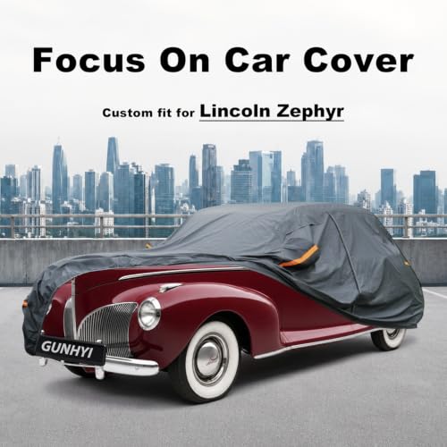 Image of GUNHYI Premium Car Cover Custom Fit Lincoln Zephyr, 16 Layers Heavy Duty Car Cover Waterproof All Weather with Zipper Door for Sun Rain Snow Dust Uv Protection