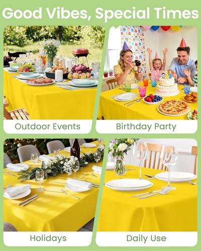 Image of LANLISA 4 Pack Yellow Plastic Table Cloths Disposable, 54 x 108 Inch
