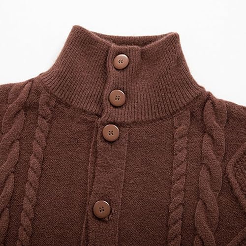 JEKE-DG Men's Casual Regular Fit Cardigan Sweater Knitted Solid Thick Warm Sweater Button Down Soft Solid Sweaters4