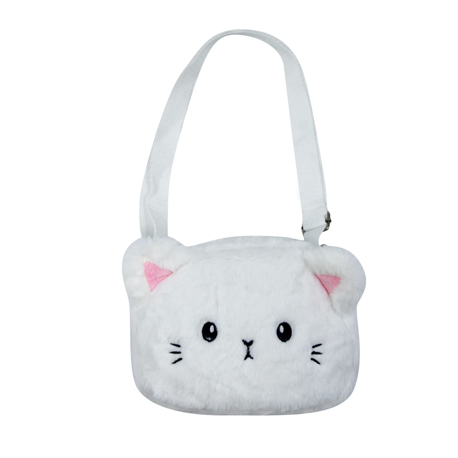 Amamcy Cute Cat Crossbody Purse Pink Small Fluffy Satchel Shoulder Bag Animal Plush Messenger Bag Kawaii Purse for Women