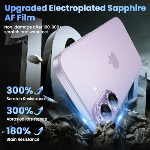 Image of Uyiton Compatible with iPhone 17 Camera Lens Protector - [Not Easy to Break][Strong Adsorption][Case-Friendly] Metal Tempered Glass Rear Camera Screen Cover - Lavender
