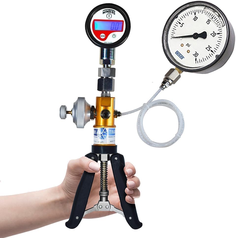 *Ship With in 1-Day* Hand Operated Pressure and Vacuum Calibrator (Range: -0.9 to 30 Bar) with Pressure & Vacuum Gauge (-1 to 25 Bar) for Calibration Labs, Pressure gauge Calibration. Model: AI-2200