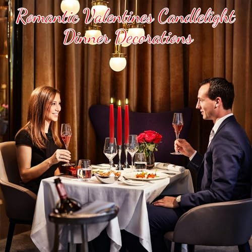 Image of Christmas Flameless Taper Candles with Remote, Red Real Wax LED Taper Candles Battery Operated with 3D Wick, 3 Pcs LED Flameless Candlesticks for Christmas Home Decor(0.78 inch x 9.65 inch)