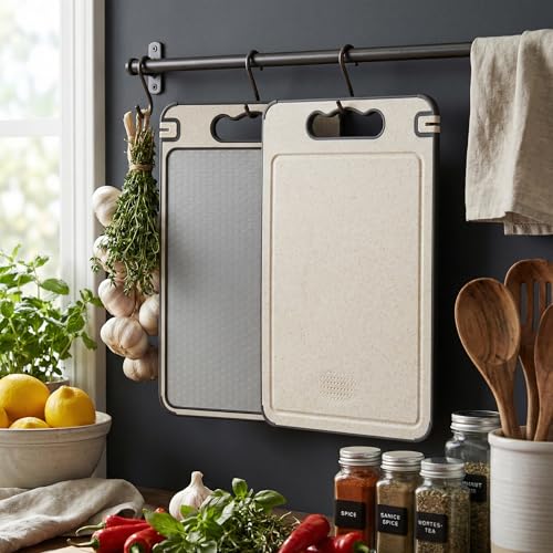Tabla de cortar doble cara acero inox y paja de trigo miniatura 7