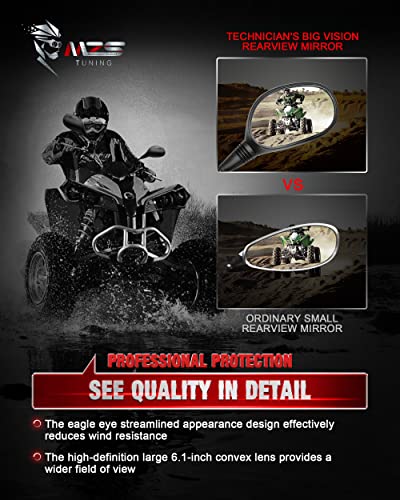 Mzs MTP18-06-B018-A01 Atv Mirrors, 8Mm 10Mm Motorcycle Side Rearview Mirrors With Cnc Handlebar Mount Black Fits Motorbike Street Adventure Electric Dirt Bike Ebike Snowmobile Scooter Moped Quad thumb #3