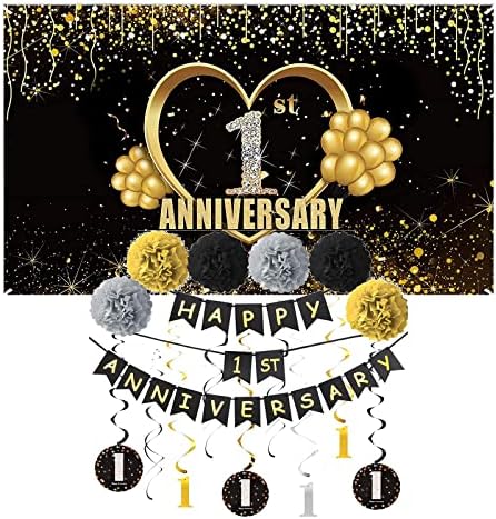 Amazon.com: Yoaokiy 1 Year Anniversary Banner Decorations Kit 