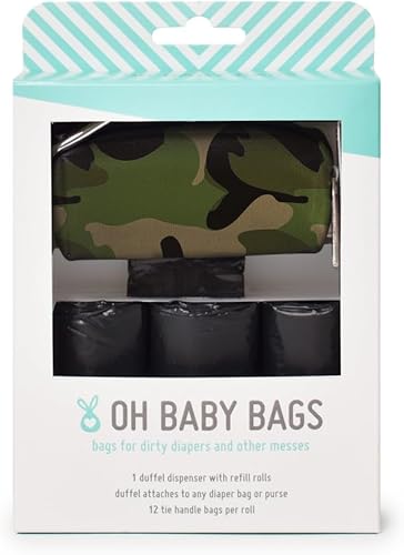 Miniatura 7 de Dispensador de bolsas de pañales sucias suizas, soporte de bolsa con clip que se fija a cualquier bolsa de pañales, 48 bolsas grandes con asa de