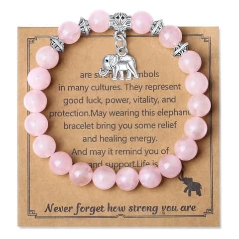 XIANNVXI Rose Quartz Elephant Bracelet for Women Cover